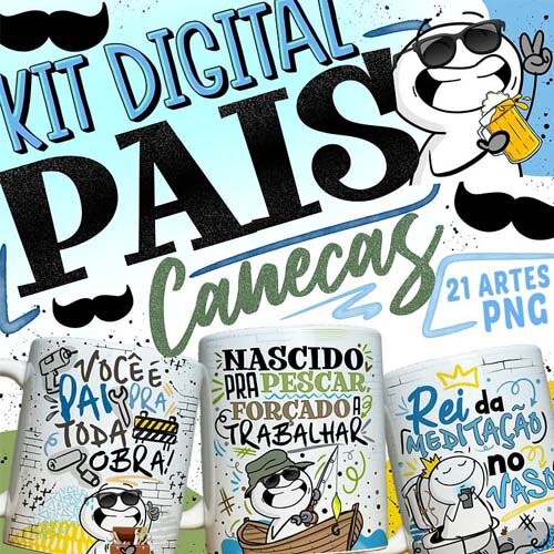 Artes Dia Dos Pais Sublimação Canecas Abcx21 Kit Digital Mockups