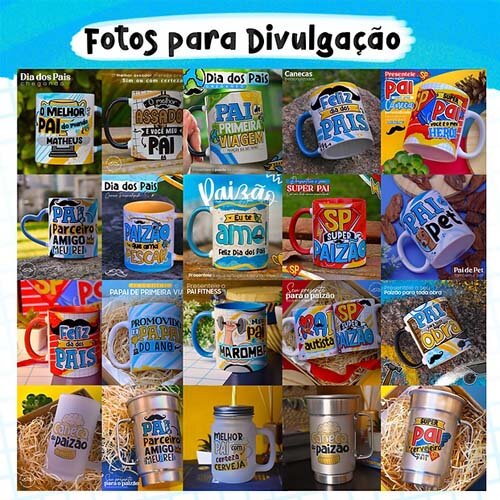 Pacote Artes Dia Pais Sublimação Canecas Kit Digital 2.0