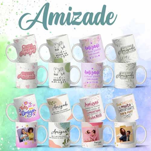 Estampas Artes Amizade Amigo Sublimação Canecas Vtg08