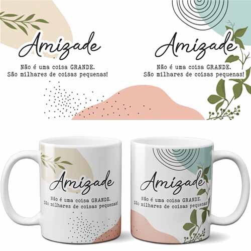 Estampas Artes Amizade Amigo Sublimação Canecas Vtg08