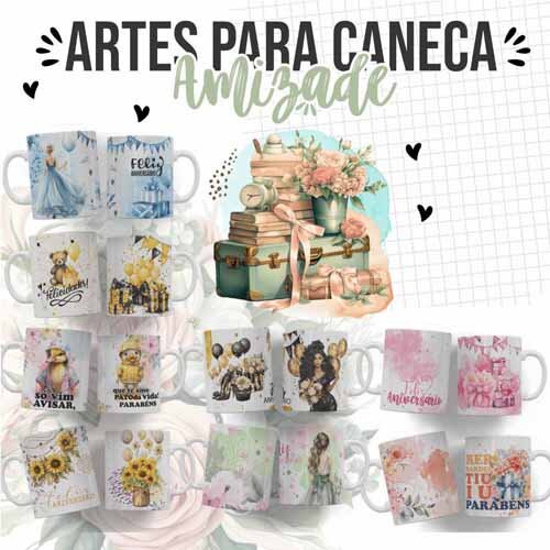 Estampas Artes Sublimação Canecas Dia Amigo Amizade Ykn08