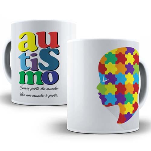 Pacote 60 Artes Estampas Canecas Autista Autismo Editáveis