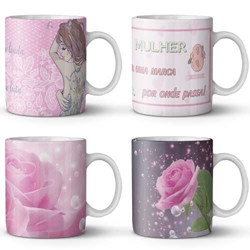 Estampas Canecas Dia Internacional da Mulher Mulheres Artes