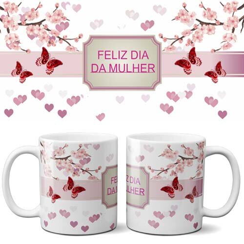 Artes Sublimação Canecas Dia Internacional Mulher Mockups