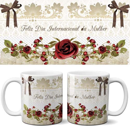 Artes Sublimação Canecas Dia Internacional Mulher Mockups