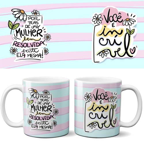 Pacote 20 Artes Estampas Canecas Dia Mulher Mulheres Png