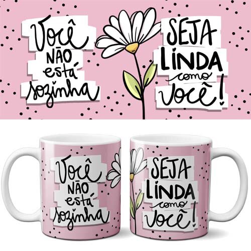 Estampas Dia da Mulher Frases Coloridas Canecas Mulheres Png