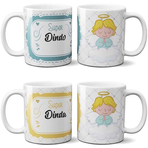Artes Dindo Dinda Sublimação Canecas Editáveis Mockups