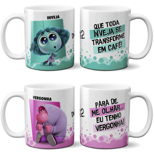 Pack 13 Artes Canecas Divertida Mente Sublimação Pack 2