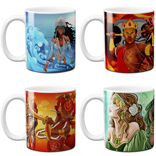 Artes Sublimação Canecas Orixás Editáveis Mockups