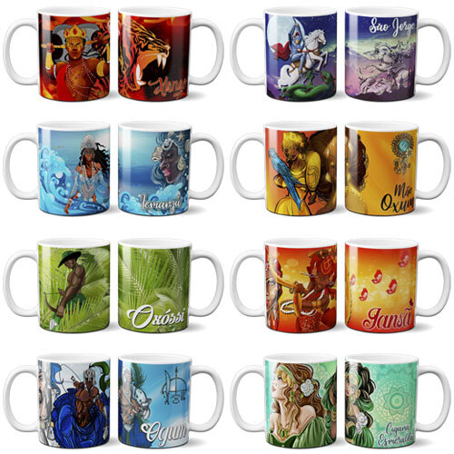 Pacote Artes Canecas Orixás Editáveis Mockups Sublimação