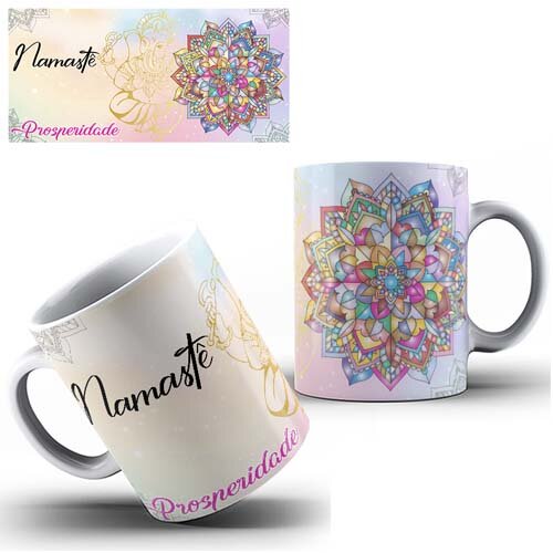Pack 12 Artes Namastê Mandalas Sublimação Canecas Mockups