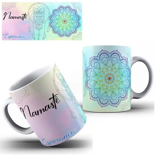 Artes Canecas Mandalas Namastê Sublimação Mockups Editáveis