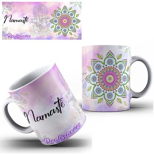 Artes Canecas Mandalas Namastê Sublimação Mockups Editáveis