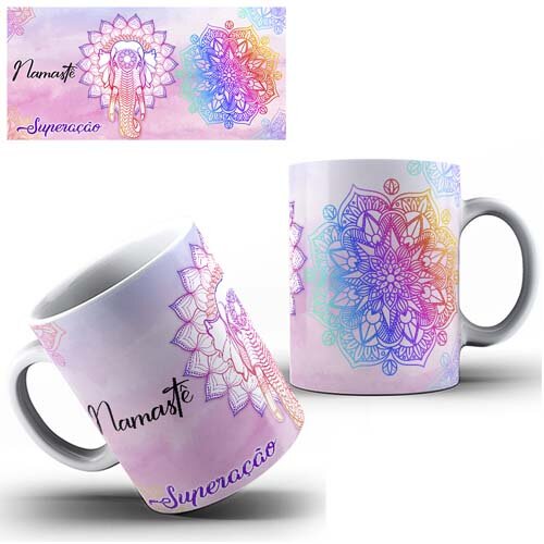 Artes Canecas Mandalas Namastê Sublimação Mockups Editáveis