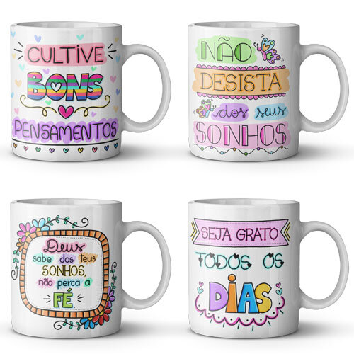Artes Frases Motivacionais Sublimação Canecas Mockups Png