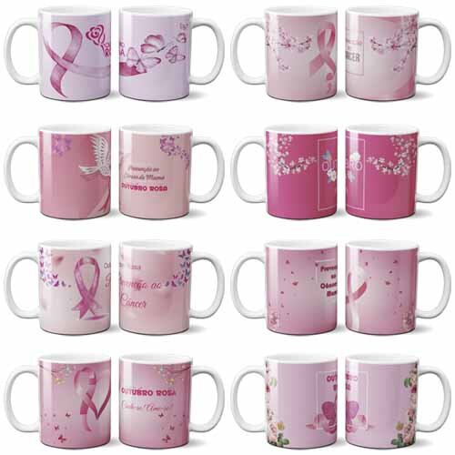Artes Canecas Outubro Rosa Editáveis Corel Png Sublimação