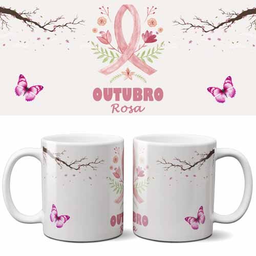 Artes Canecas Outubro Rosa Editáveis Corel Png Sublimação