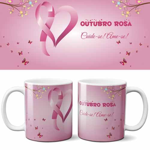 Artes Canecas Outubro Rosa Editáveis Corel Png Sublimação