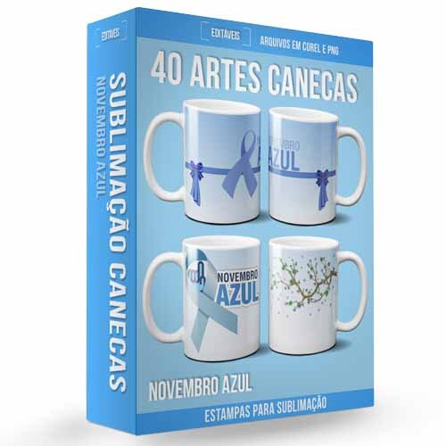 Artes Novembro Azul Sublimação Canecas Corel Png Mockups
