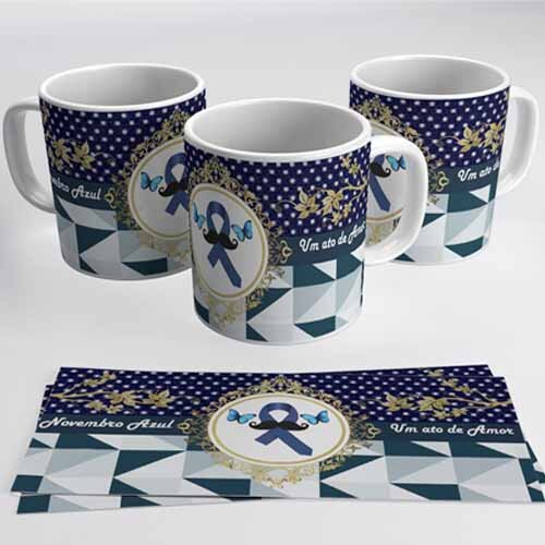 Pack 40 Estampas Artes Canecas Novembro Azul Mockups