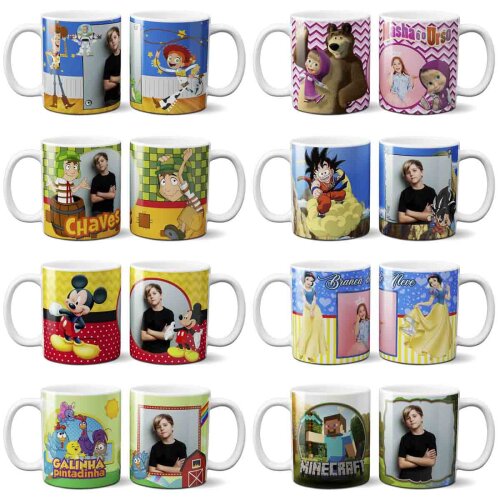 Artes Infantil Sublimação Canecas Foto Mockups Estampas