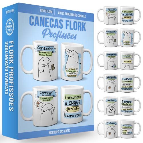 Artes Flork Profissões Sublimação Canecas 50 Estampas Mockup
