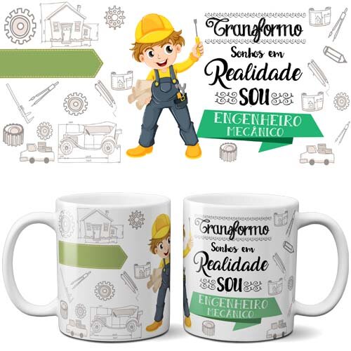 Pack Artes Editáveis Canecas Profissões Mockups Sublimação