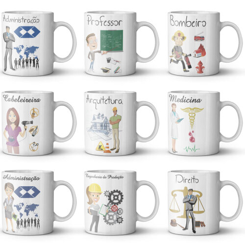 Artes Vetores Sublimação Canecas Profissões Estampas