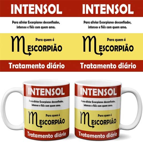 Artes Editáveis Canecas Sublimação Signos Divertidos Mockups