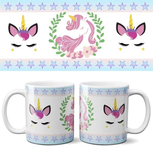 Estampas Unicórnios Sublimação Canecas Chinelos Artes