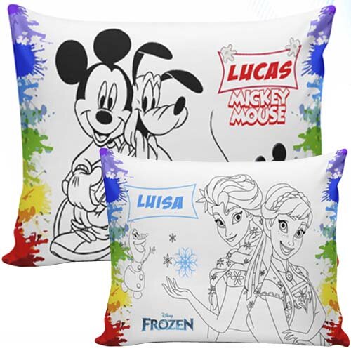 Estampas Almofadas para Colorir Pintar Crianças Mockups