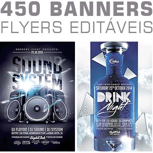 Artes Banners Flyers Editáveis 450 Modelos Variados