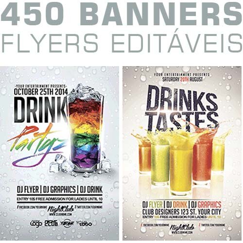 Artes Banners Flyers Editáveis 450 Modelos Variados
