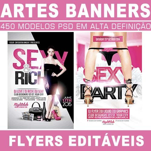 Banners Editáveis 450 Artes Flyers Sublimação Cartazes Psd
