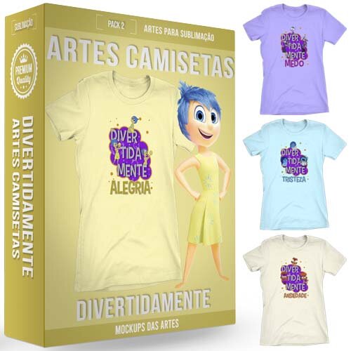 Pacote 10 Artes Camisetas Pack2 Divertida Mente Sublimação