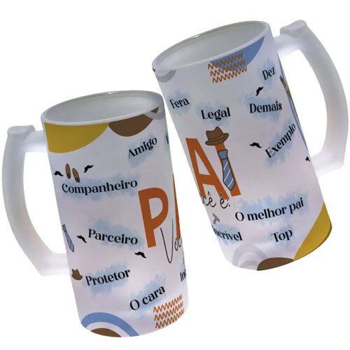 Artes Canecas Chopp Dia dos Pais Sublimação Editáveis Mockups