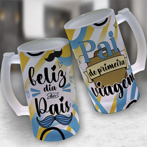 Estampas Artes Canecas Chopp Dia dos Pais Sublimação Editáveis Mockups