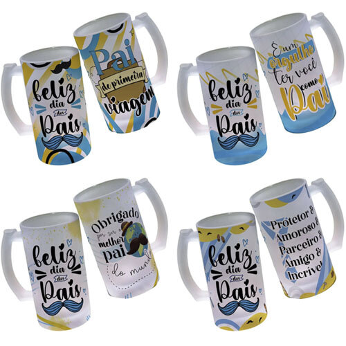 Pacote Artes Canecas Chopp Dia dos Pais Sublimação Editáveis Mockups