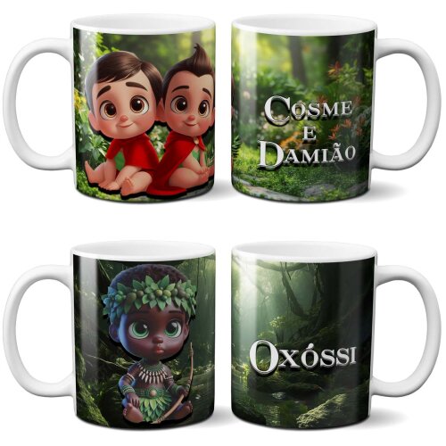 Pack 14 Artes Orixás Baby Umbanda Cute Sublimação Canecas