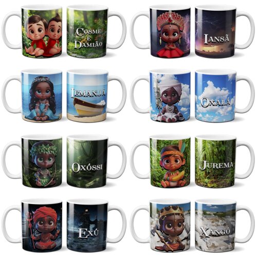 Pacote 14 Artes Canecas Orixás Umbanda Baby Cute Mockups Sub