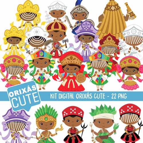 Vetores Orixás Cute Baby Artes Editáveis Corel Png