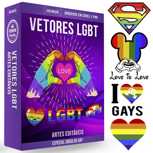 Pack 50 Artes Vetores Editáveis Lgbt Orgulho Gay Corel Png