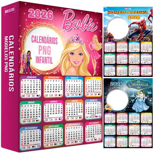 Calendários 2026 Png Molduras Fotos Infantil Crianças