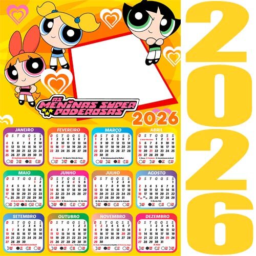 Calendários 2026 Png Molduras Fotos Infantil Crianças