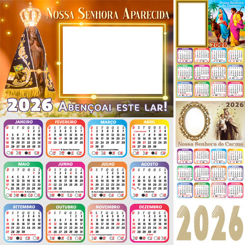 Pacote Calendários Png 2026 Religiosos Santos Católicos