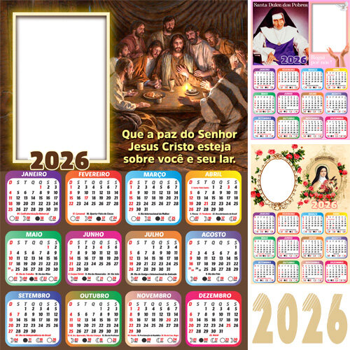 Pacote Calendários Png 2026 Religiosos Santos Católicos