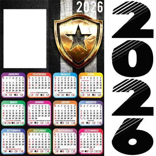 Pacote Calendários Png 2026 Times Futebol Molduras Fotos