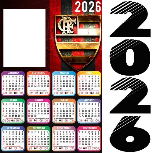 Pacote Calendários Png 2026 Times Futebol Molduras Fotos