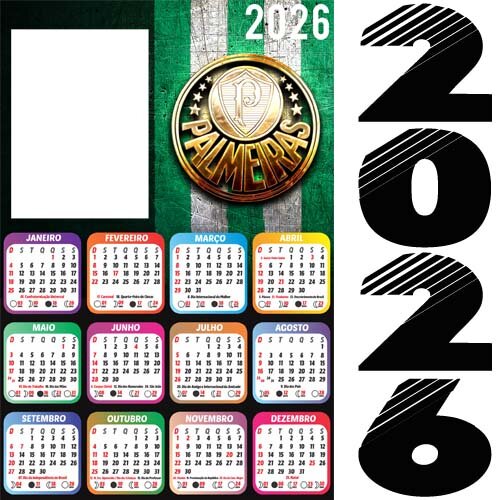 Pacote Calendários Png 2026 Times Futebol Molduras Fotos